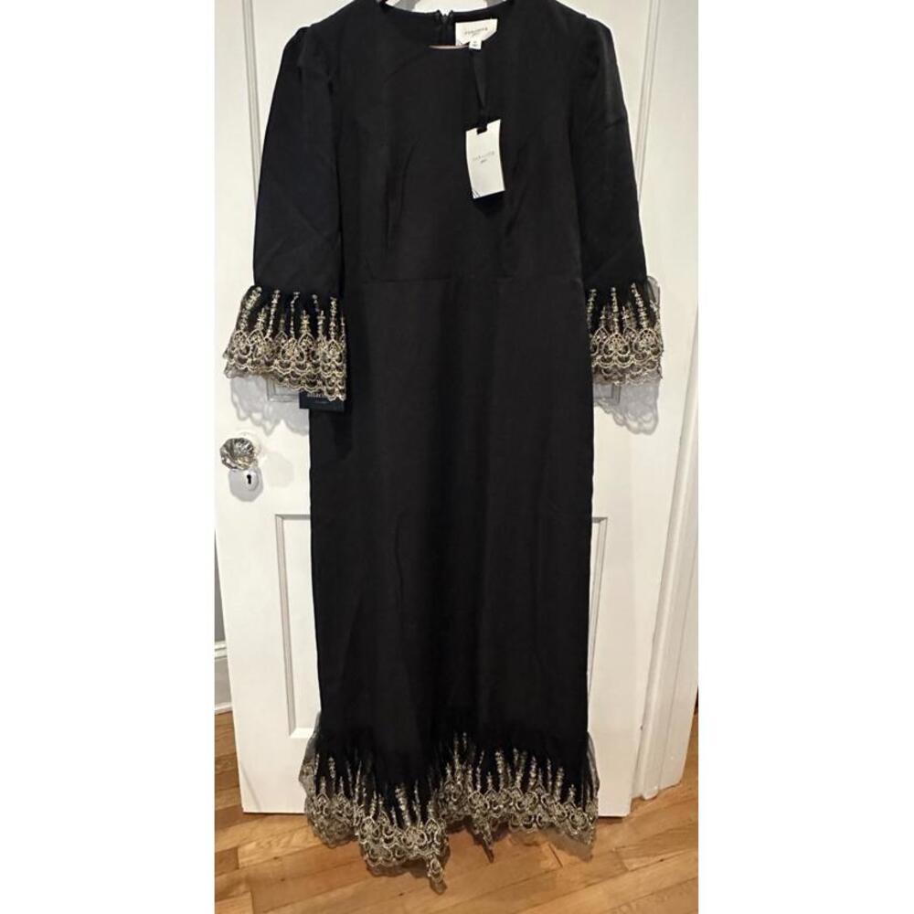 Tuckernuck Pomander Place Black Lillith Gold Lace Midi Dress NWT Extra Large - Picture 2 of 5